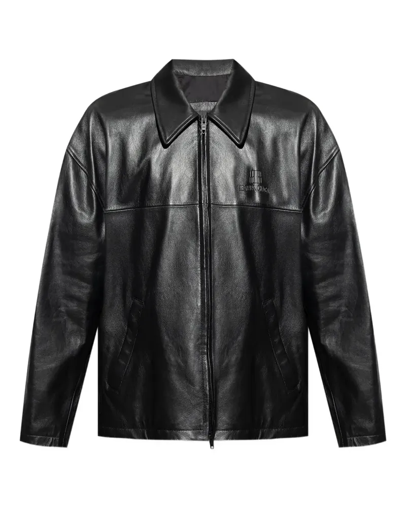 Balenciaga Lederjacke mit Logo-Prägung - 1000 BLACK 1000