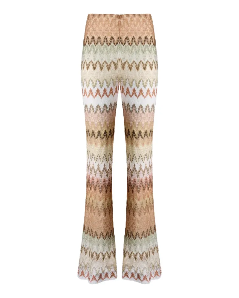 Missoni zigzag-knit flared trousers - Nude Nude