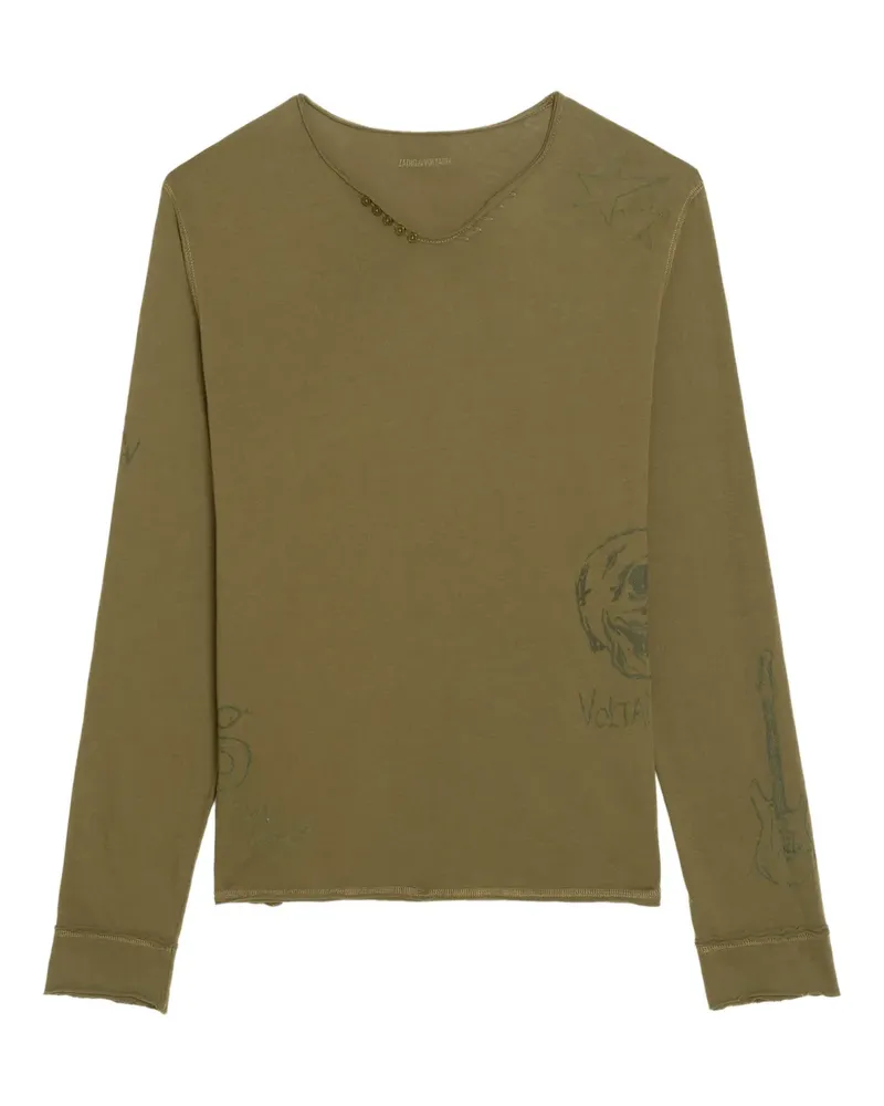 Zadig & Voltaire Monsatir Henley Langarmshirt mit Knopfdetail - Grün Grün