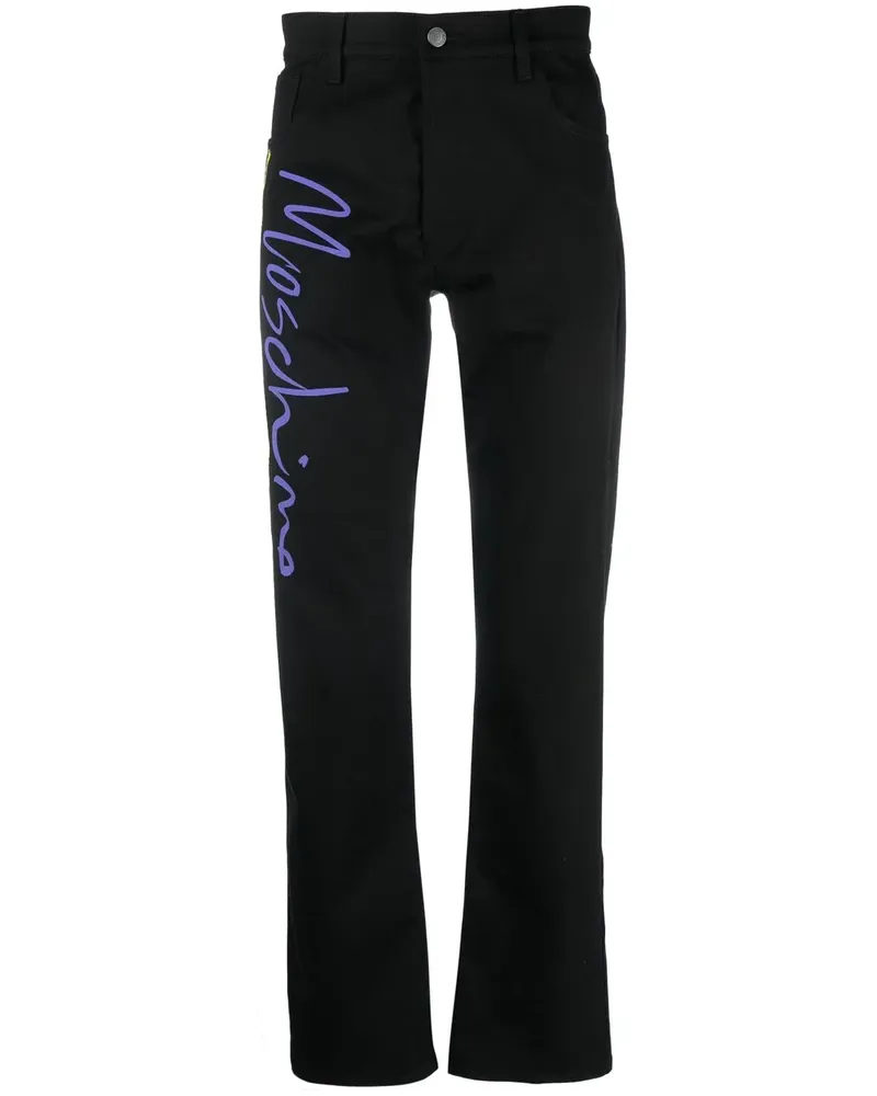 Moschino Klassische Hose mit Logo-Print - Schwarz Schwarz