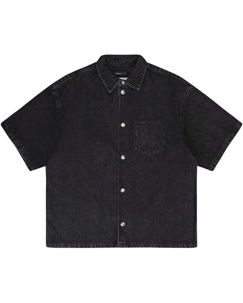 PURPLE BRAND Kurzärmeliges "Black" Jeanshemd - Schwarz Schwarz