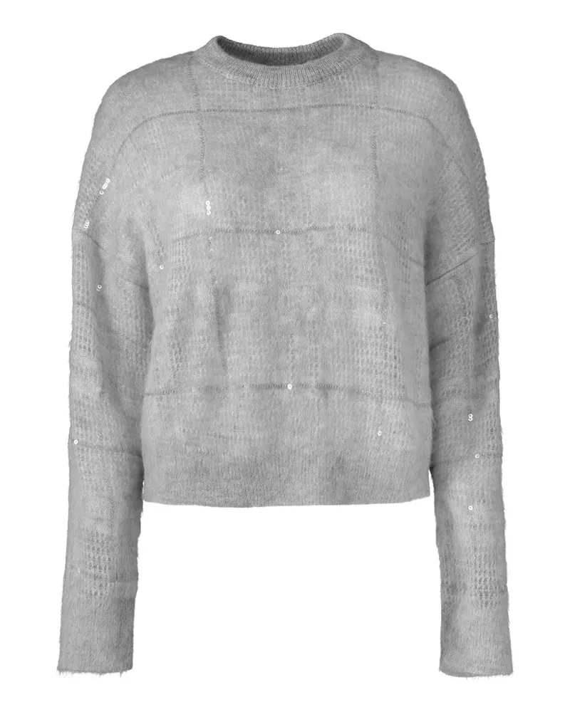 Brunello Cucinelli sequin-embellished plaid sweater - Grau Grau