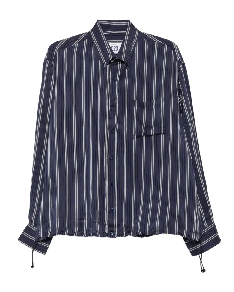 LC23 striped drawstring-hem shirt - Blau Blau
