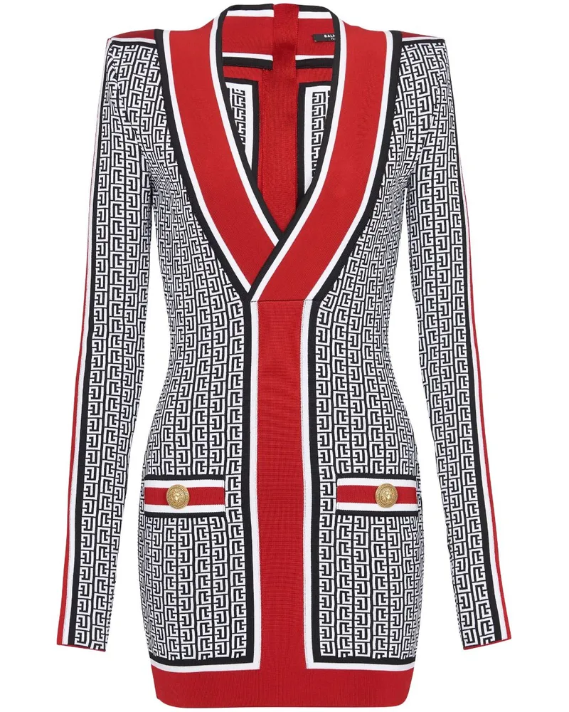 Balmain Gestricktes Minikleid mit V-Ausschnitt - Schwarz Schwarz