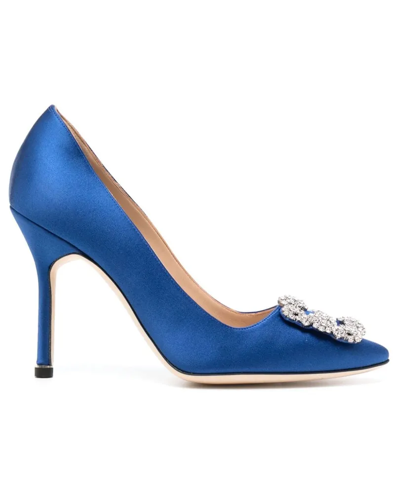 Manolo Blahnik Hangisi Pumps aus Satin - Blau Blau