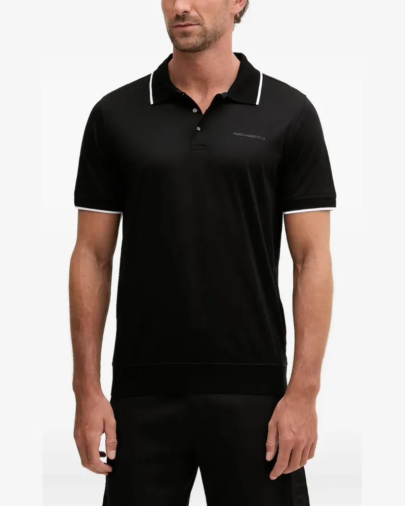 Karl Lagerfeld logo-detail tipped polo shirt - Schwarz Schwarz