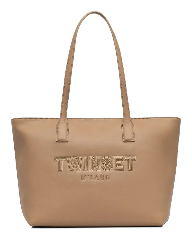 Twin-Set Handtasche mit Logo-Prägung - Braun Braun