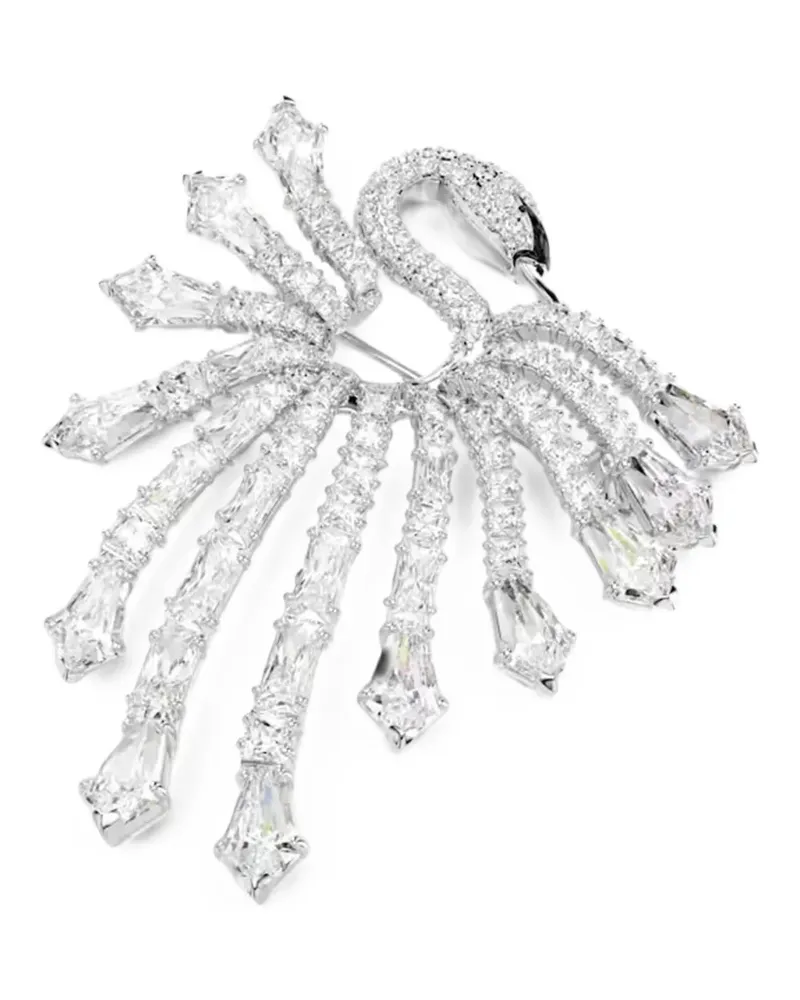 Swarovski Schwan-Brosche mit Kristallen - Silber Silber