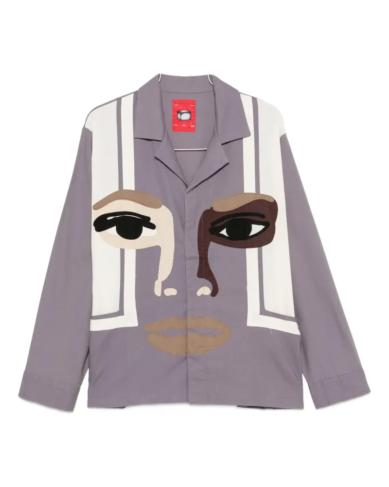 KidSuper face-patchwork camp-collar shirt - Violett Violett