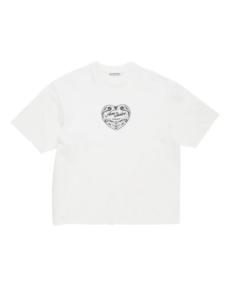 Acne Studios T-Shirt mit Herz-Patch - Weiß Weiß
