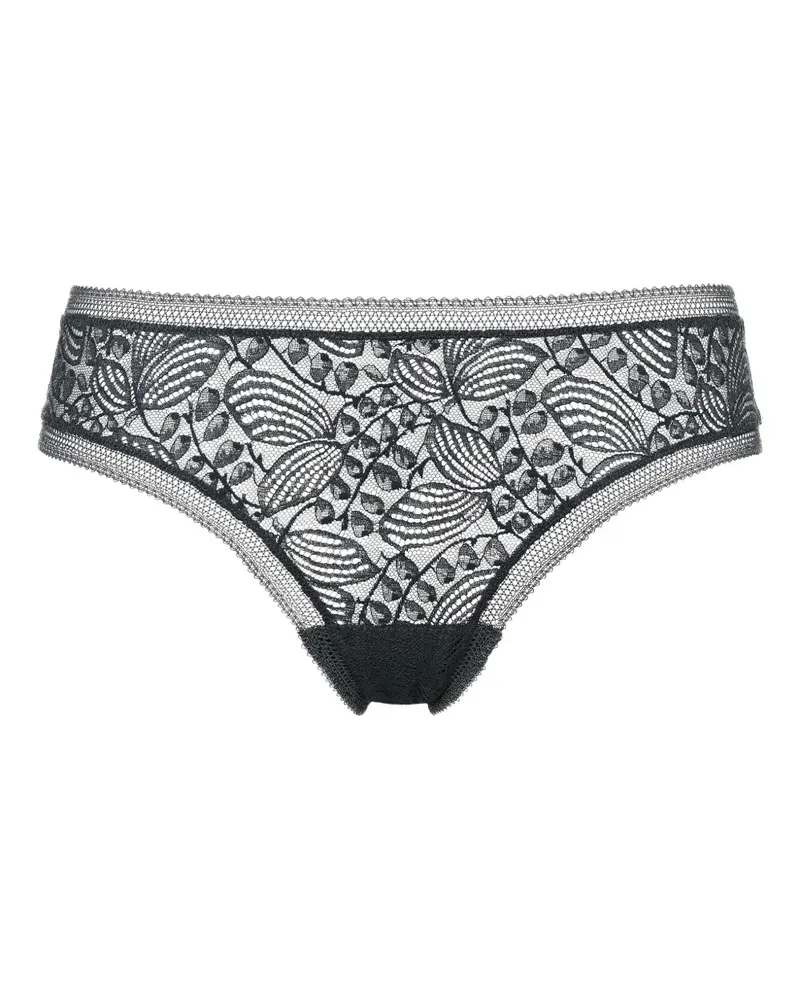 Eres Tanga mit Blumenspitze - Schwarz Schwarz