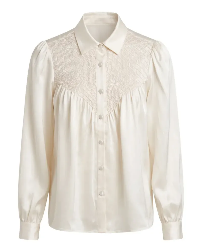 Loretta Caponi Milvia smocked silk blouse - Nude Nude