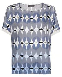 Lorena Antoniazzi Seiden-T-Shirt mit geometrischem Print Blau