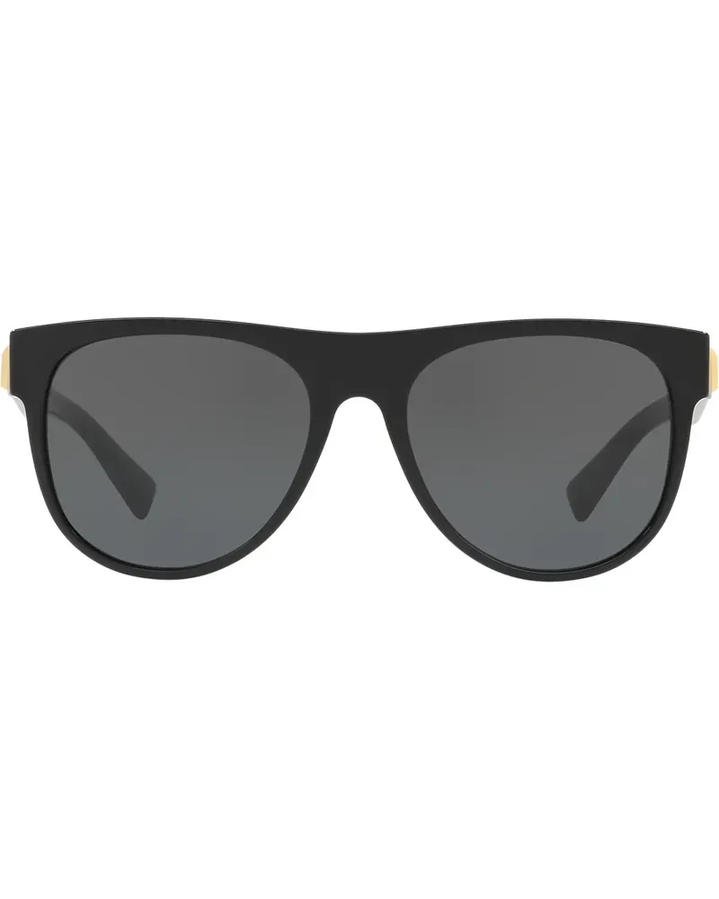 Versace Sonnenbrille mit rundem Gestell - Schwarz Schwarz