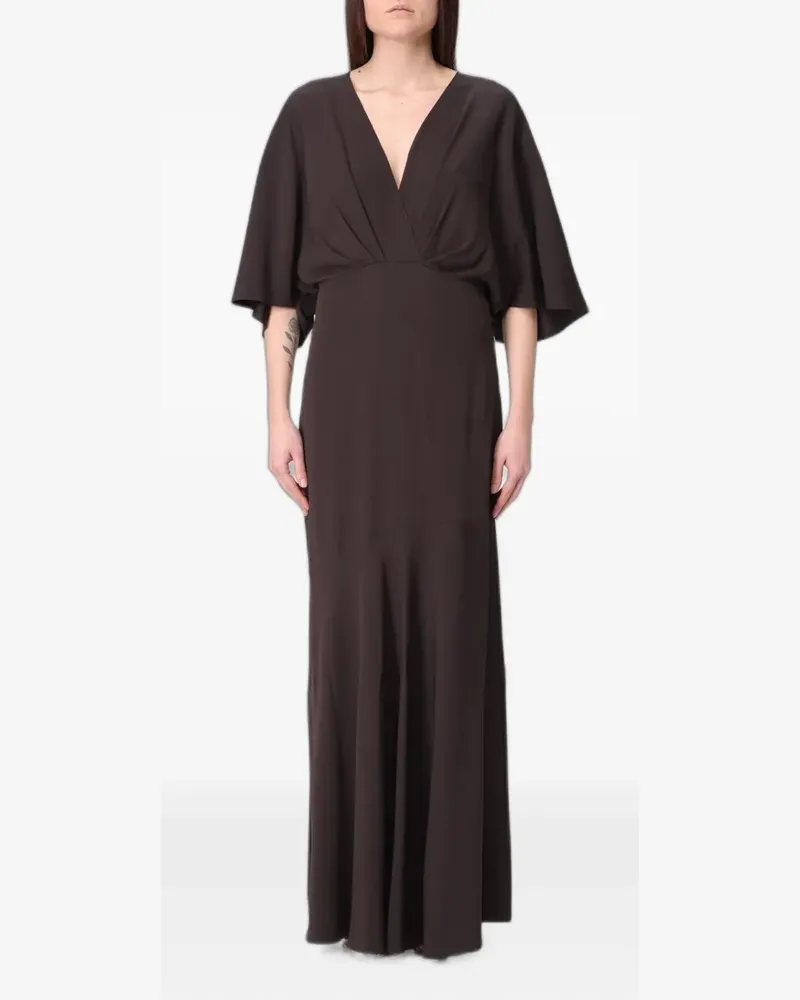 AGNONA V-neck cape-sleeve maxi dress - Braun Braun