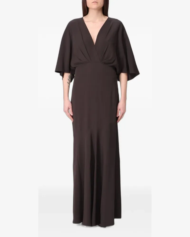 AGNONA Cape-Maxikleid mit V-Ausschnitt - Braun Braun