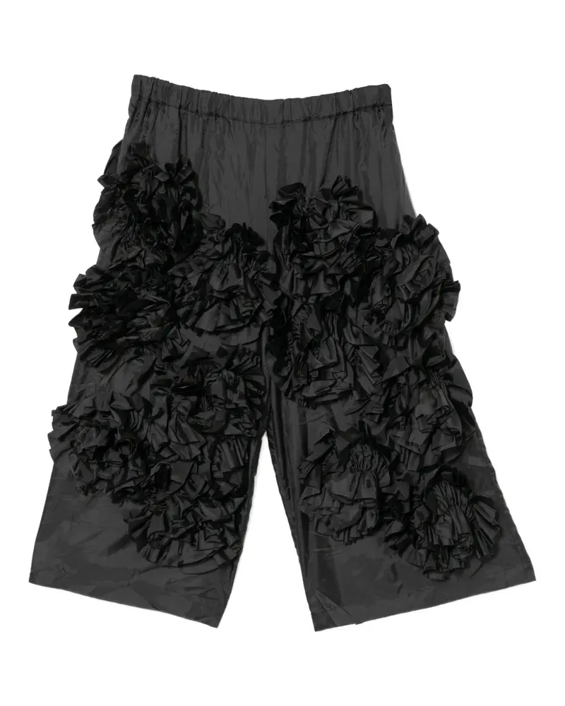 Comme des Garçons Gerüschte Hose mit Blumen - Schwarz Schwarz