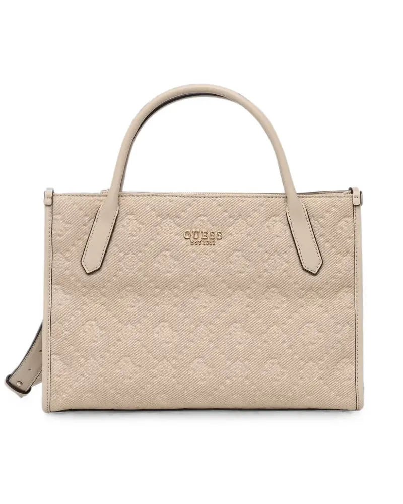 Guess logo-embossed tote bag - Nude Nude