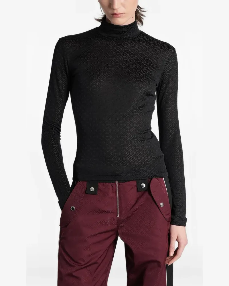 Casablanca Paris monogram-pattern high-neck top - Schwarz Schwarz