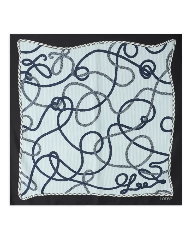 Loewe Seidenschal mit Kordelprint - Blau Blau