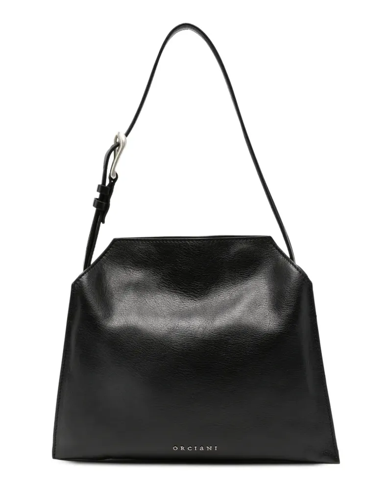 Orciani small Trinity Soft buckle-detail logo-lettering tote bag - Schwarz Schwarz