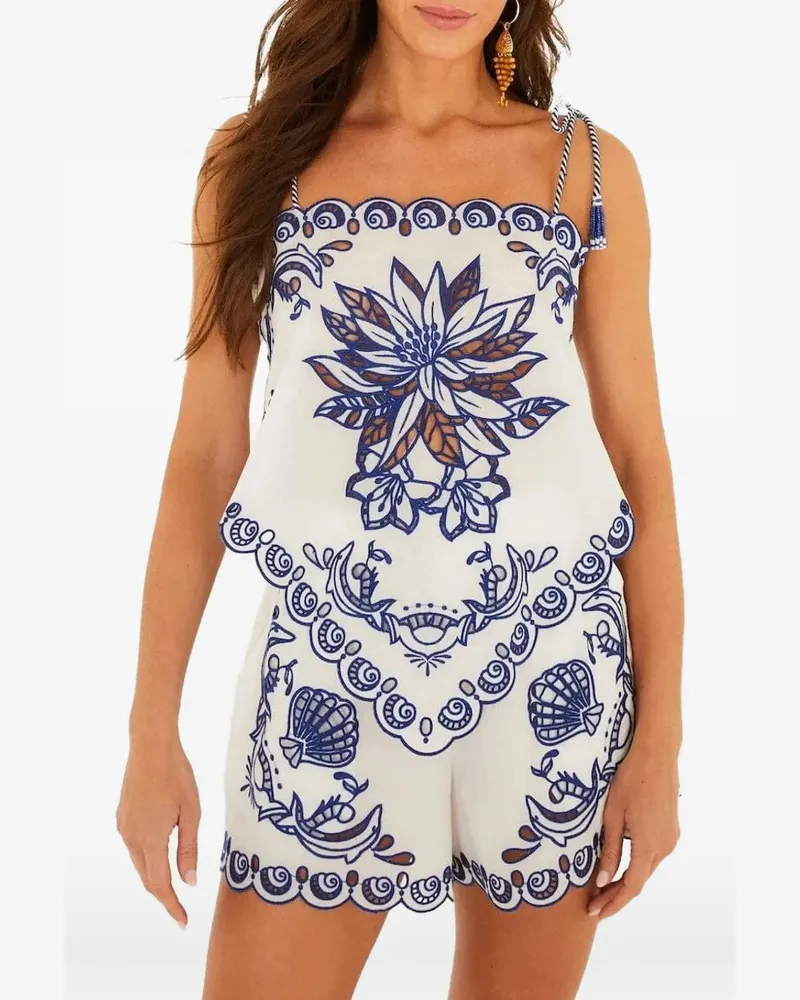 FARM Rio garden tiles richelieu blouse - Weiß Weiß