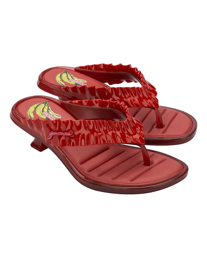 Melissa x Ganni ruffled kitten-heel sandals - Rot Rot