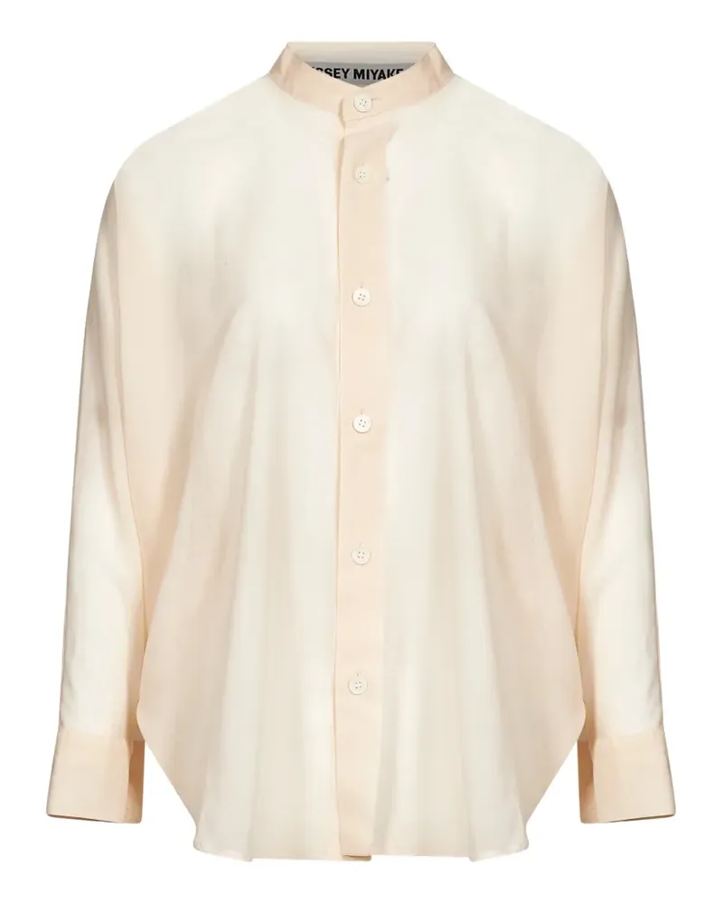 Issey Miyake sheer band-collar shirt - Nude Nude