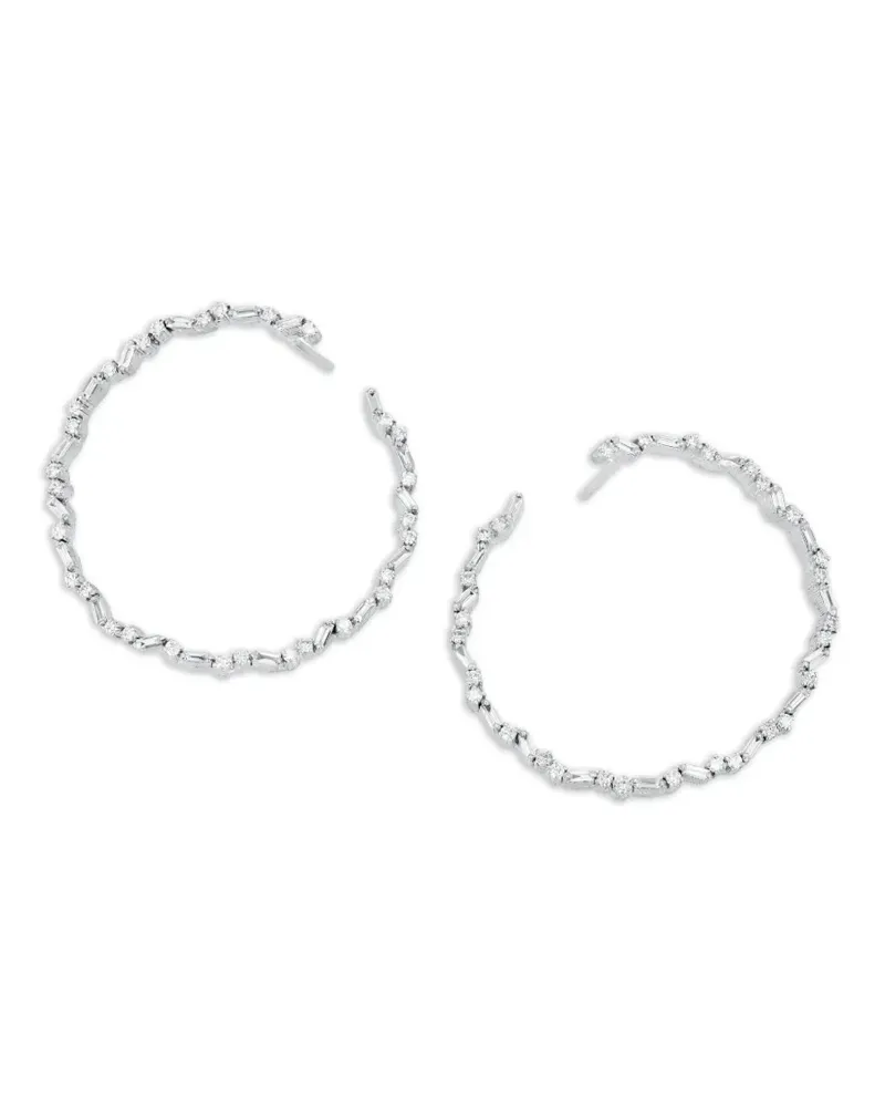 Suzanne Kalan 18kt Weißgoldcreolen mit Diamanten - Silber Silber