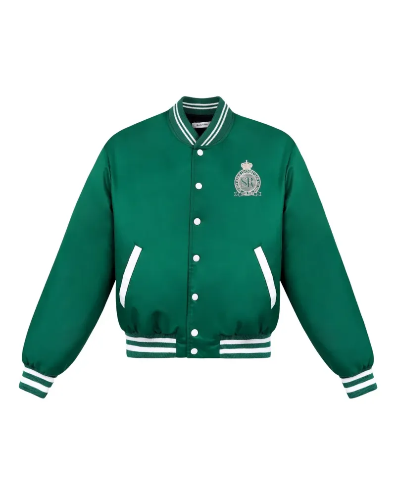 SPORTY & RICH Bestickte Bomberjacke aus Satin - Grün Grün