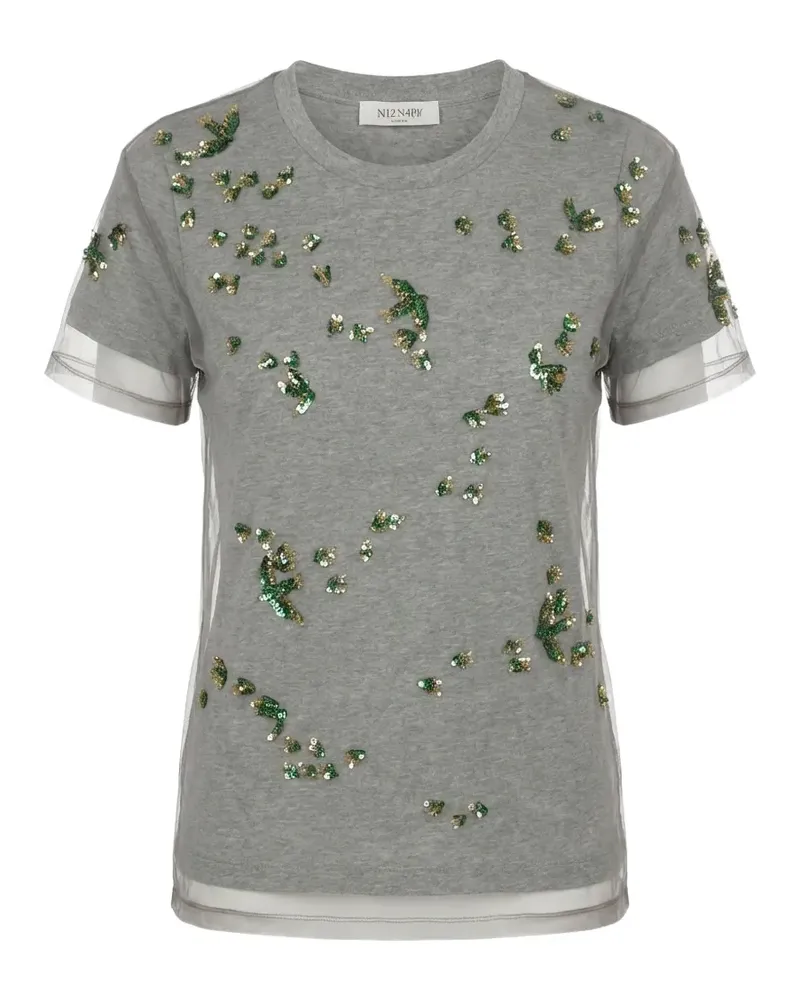 Valentino Garavani T-Shirt mit Pailletten - Grau Grau