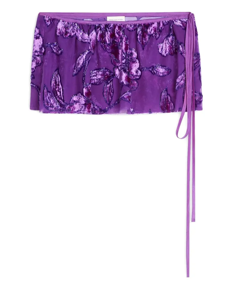 Dries van Noten Gewickelter Gürtel aus Samt mit Blumen - Violett Violett