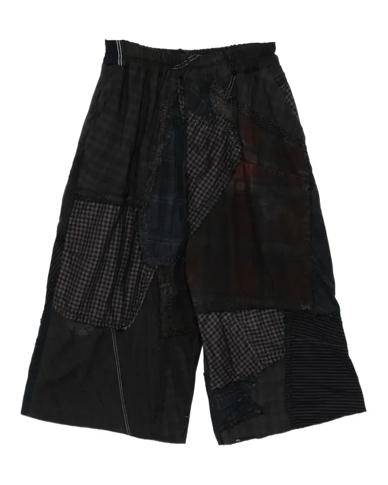 BY WALID patchwork drawstring shorts - Grün Grün
