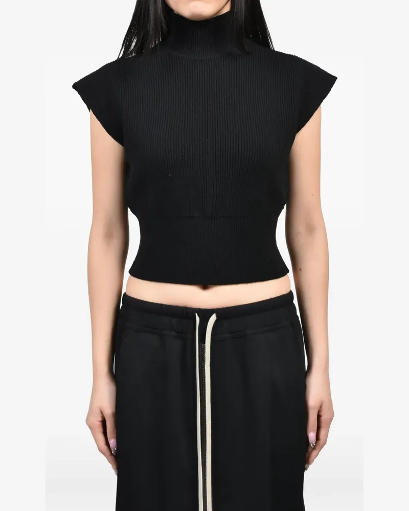 Rick Owens ribbed wide-shoulder sleeveless top - Schwarz Schwarz
