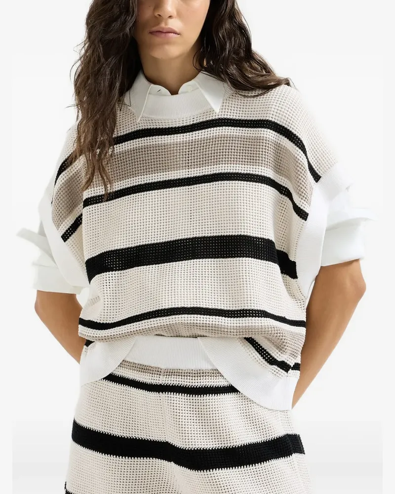 Brunello Cucinelli Gestreiftes T-Shirt - Nude Nude