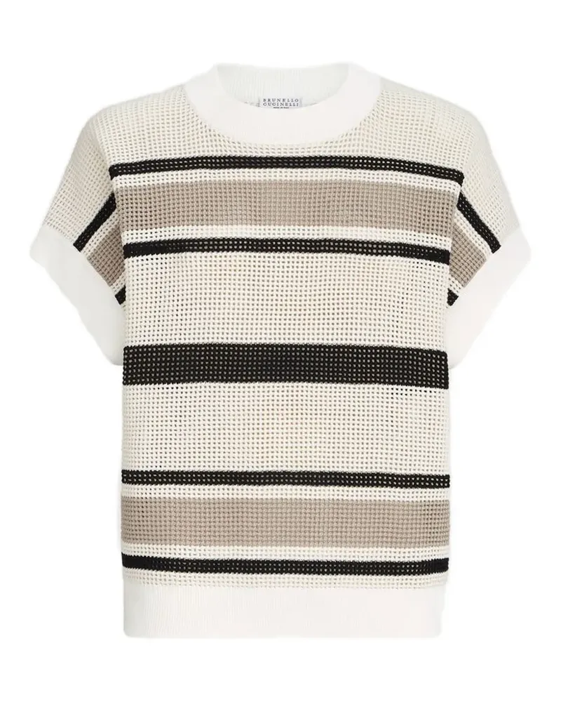Brunello Cucinelli Gestreiftes T-Shirt - Nude Nude