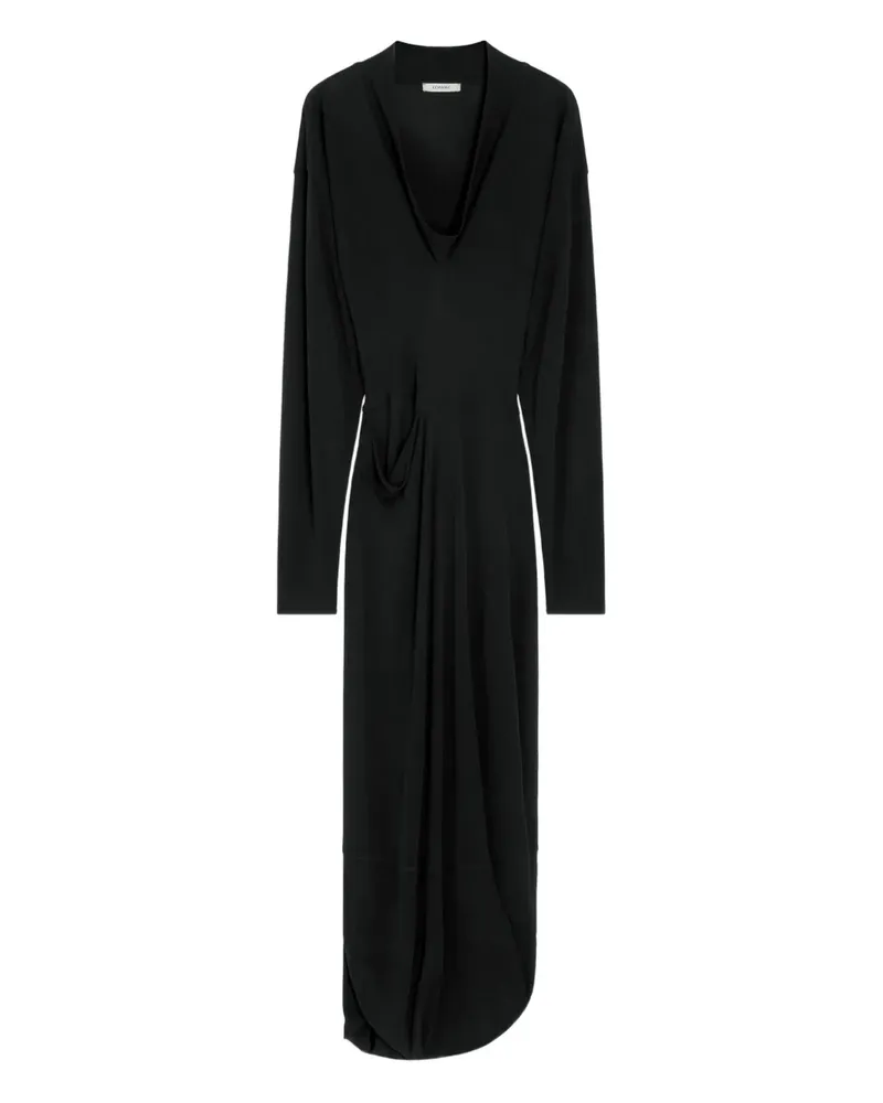Christophe Lemaire Drapiertes Kleid mit V-Ausschnitt - Schwarz Schwarz