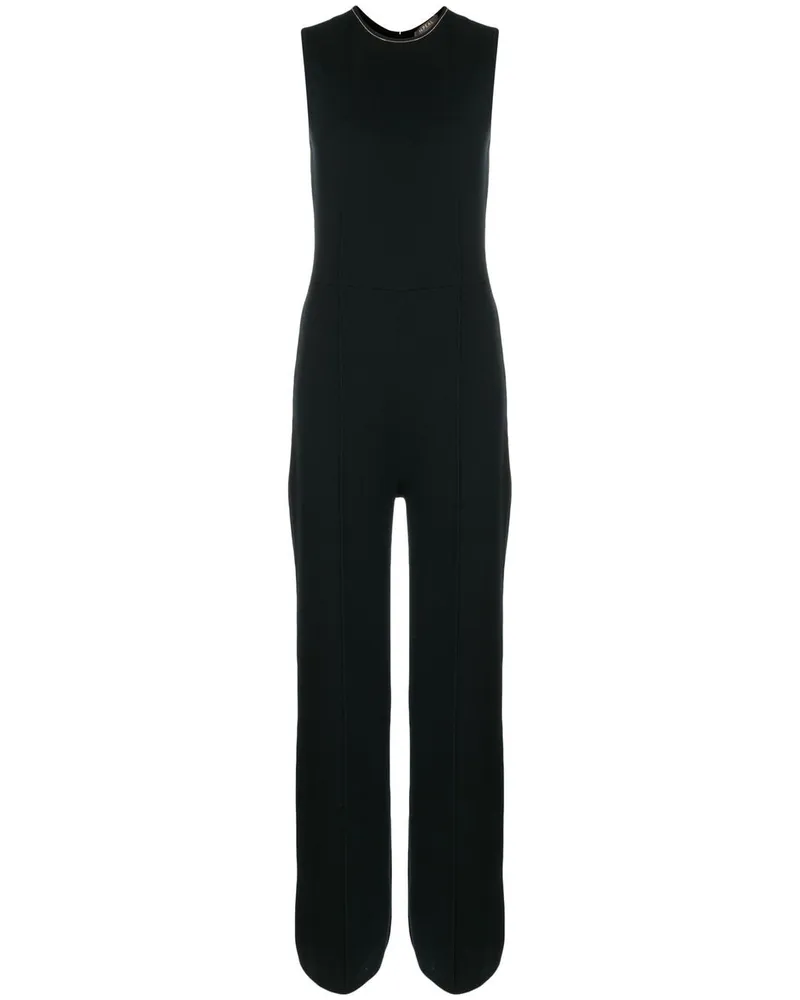 N.Peal Gerippter Jumpsuit - Schwarz Schwarz
