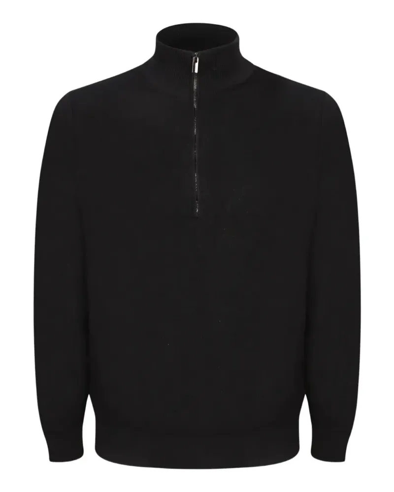 Dell'oglio Pullover mit kurzem Reißverschluss - Schwarz Schwarz