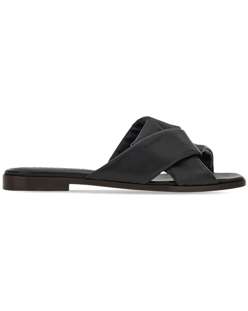 Ferragamo Pantoletten aus Leder - Schwarz Schwarz