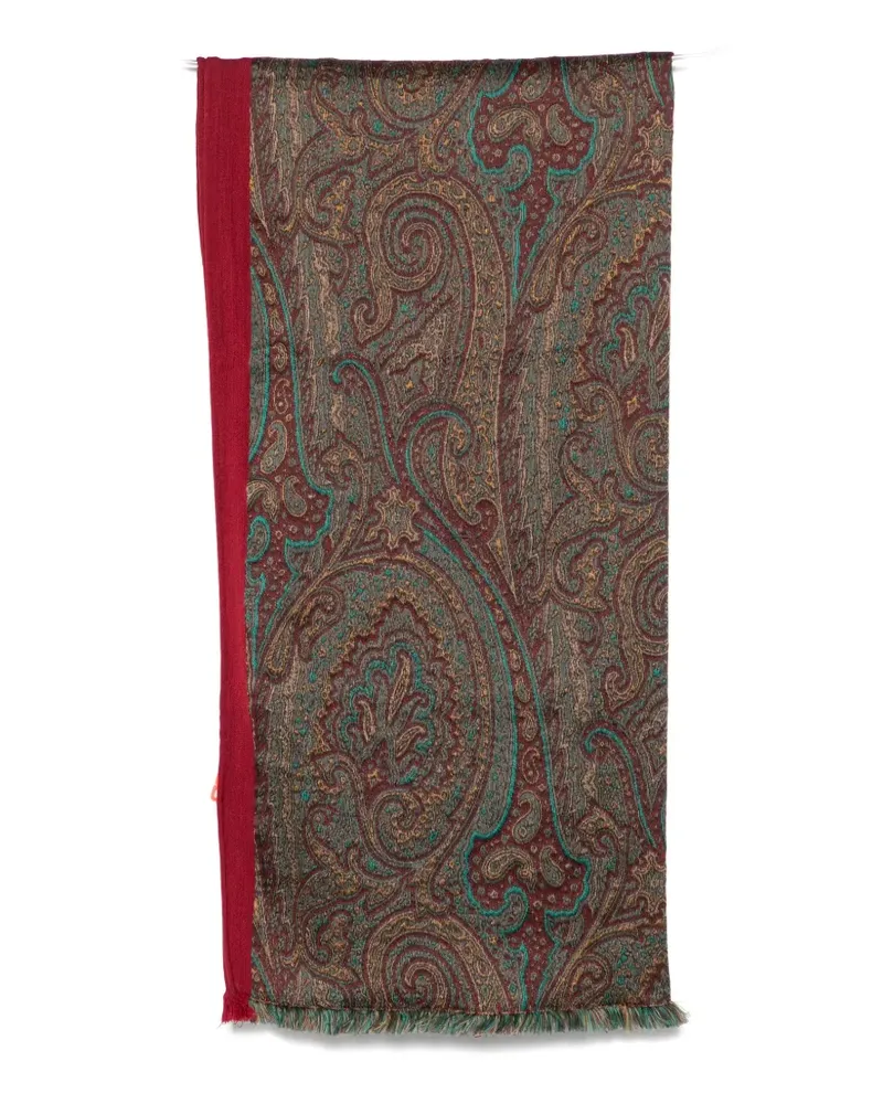 Etro paisley-print fringed scarf - Braun Braun