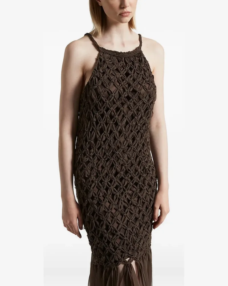 Peserico Kleid mit gehäkelten Details - Braun Braun