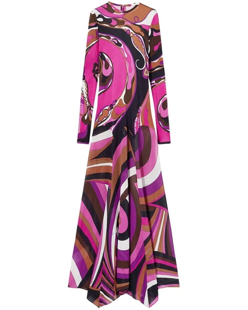 Emilio Pucci Maxikleid mit Orchidee and Iride-Print - Rosa Rosa