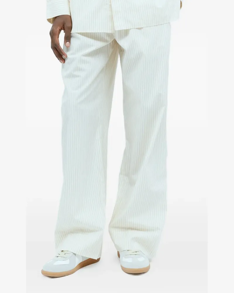 TEKLA x Birkenstock gestreifte Hose mit Bindegürtel - Nude Nude