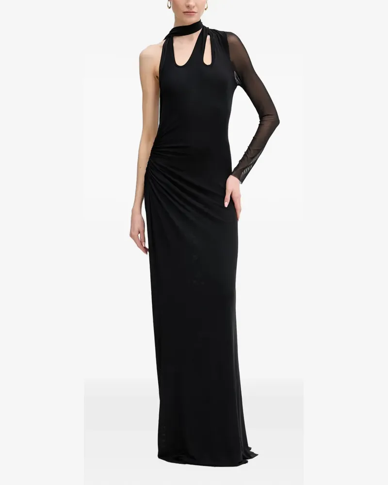 Silvian Heach asymmetric ruched-detail maxi dress - Schwarz Schwarz