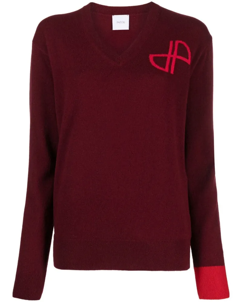 Patou Pullover mit V-Ausschnitt Rot