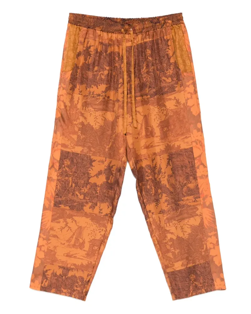 Pierre-Louis Mascia Hose mit Patchwork-Print - Orange Orange