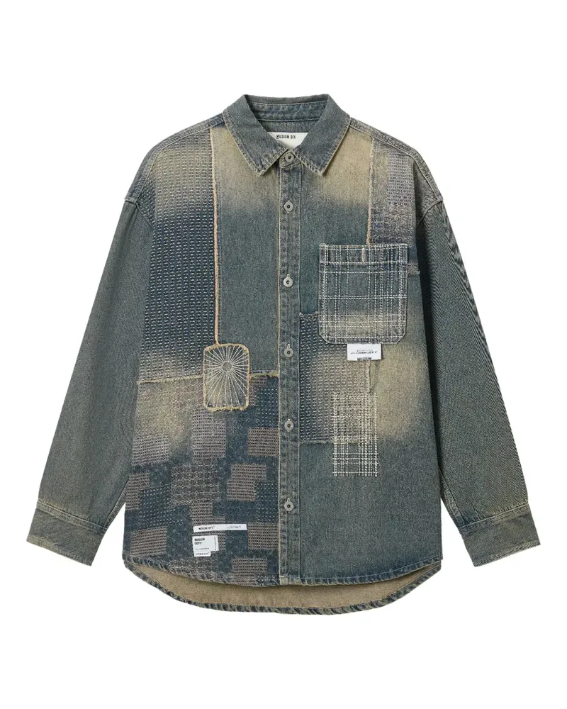 Musium Div. Jeanshemd im Patchwork-Look - Blau Blau