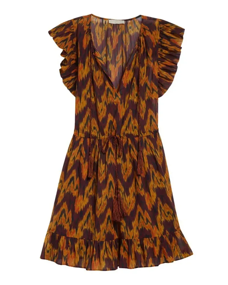Ulla Johnson ikat-print ruffled dress - Braun Braun