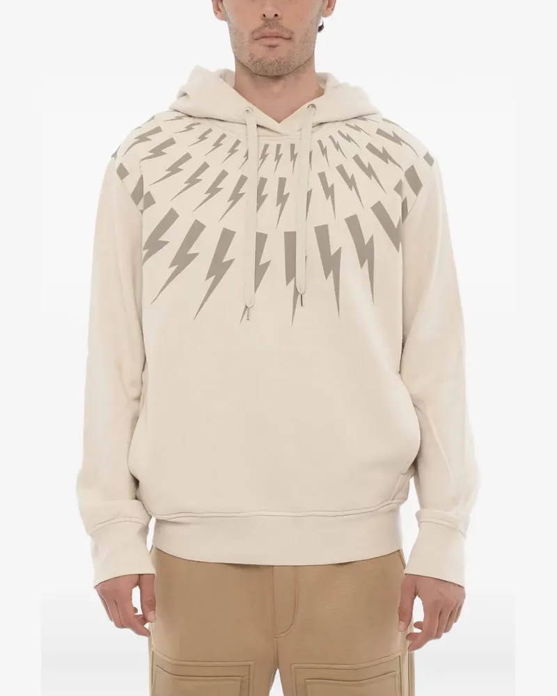 Neil Barrett Fairisle Thunderbolt hoodie - Nude Nude